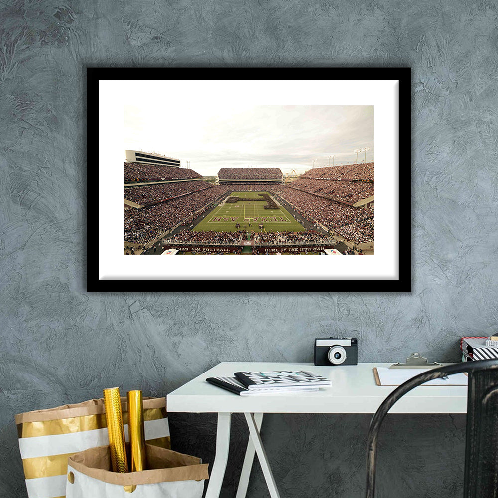 Kyle Field, Stadium Canvas, Sport Art, Gift for him, White Border Framed Art Print Wall Decor