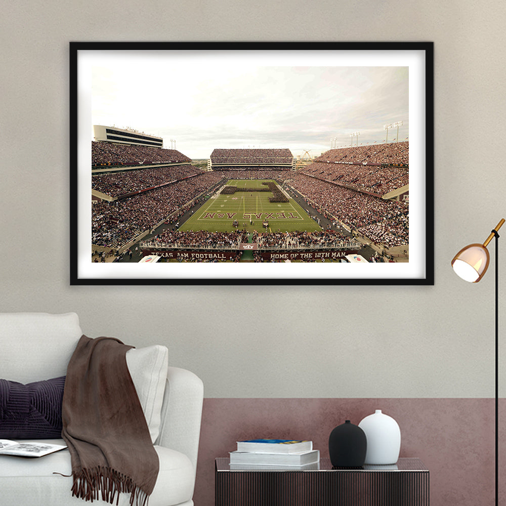 Kyle Field, Stadium Canvas, Sport Art, Gift for him, White Border Framed Art Print Wall Decor
