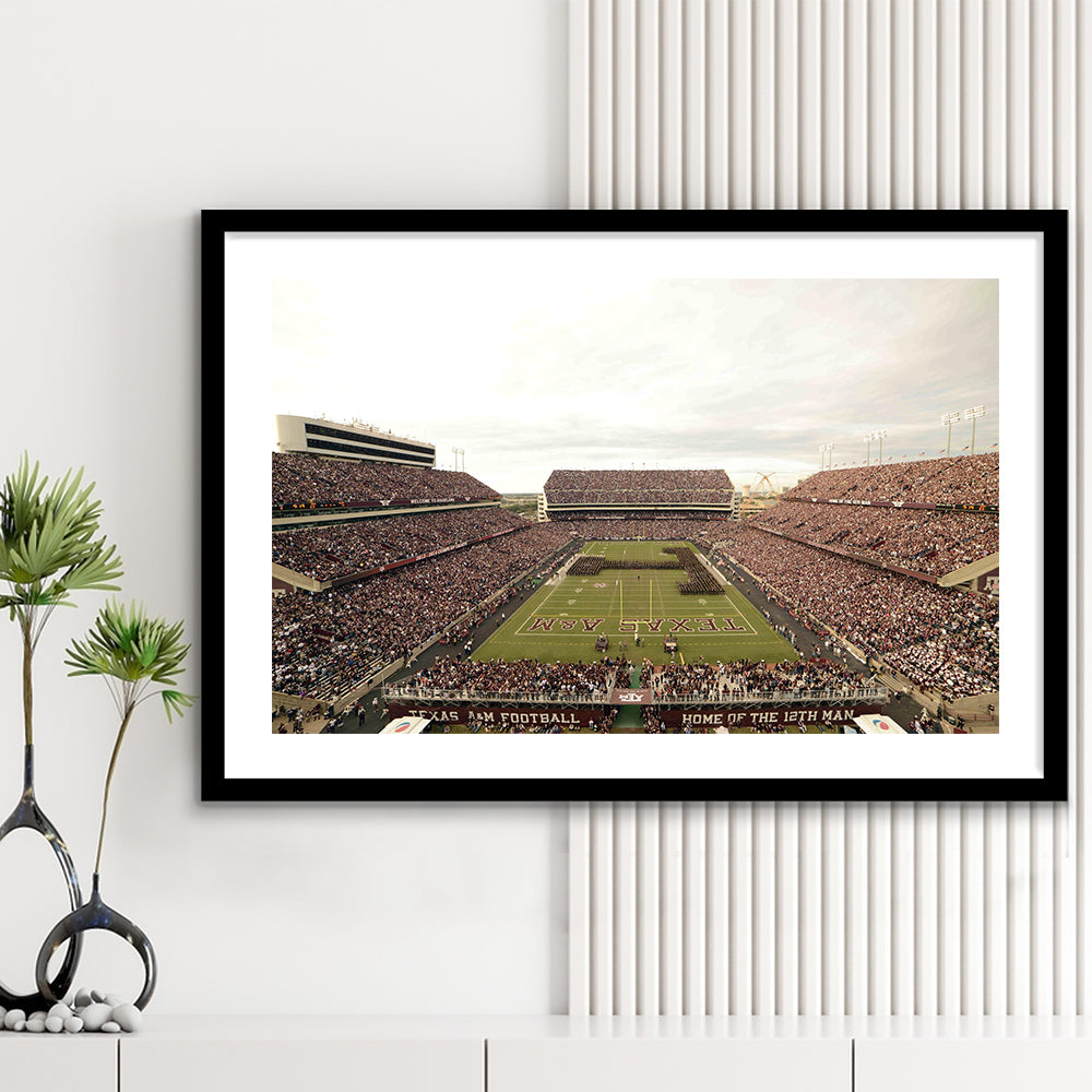 Kyle Field, Stadium Canvas, Sport Art, Gift for him, White Border Framed Art Print Wall Decor