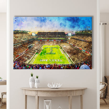 Kyle Field Texas Stadium Watercolor, Canvas Art Decor Print, Painting Art, Canvas Print Wall Art Home Decor