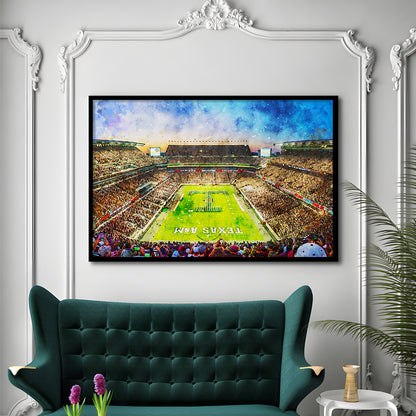 Kyle Field Texas Stadium Watercolor, Framed  Print, Painting Art, Framed Art Print Wall Decor, Framed Picture