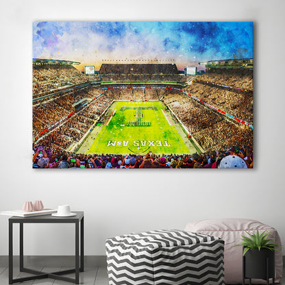 Kyle Field Texas Stadium Watercolor, Canvas Art Decor Print, Painting Art, Canvas Print Wall Art Home Decor