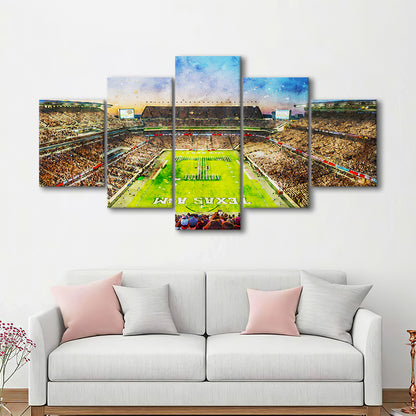 Kyle Field Texas Stadium Watercolor, Canvas Art Decor Print, Painting Art, Mixed Panels Canvas Print Wall Art