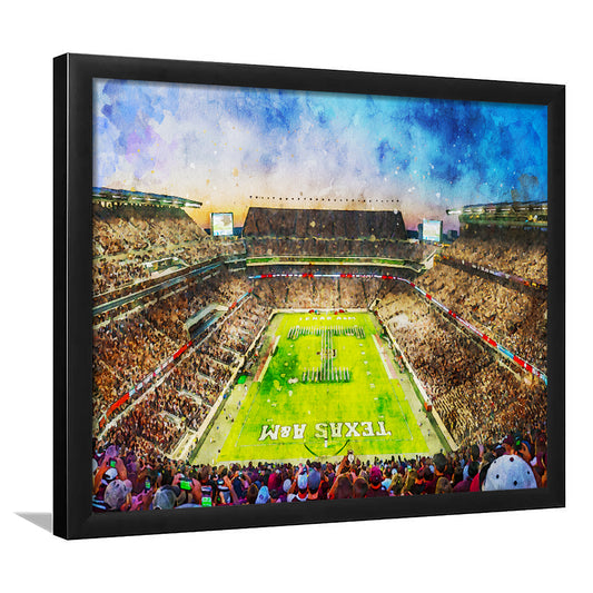 Kyle Field Texas Stadium Watercolor, Framed  Print, Painting Art, Framed Art Print Wall Decor, Framed Picture