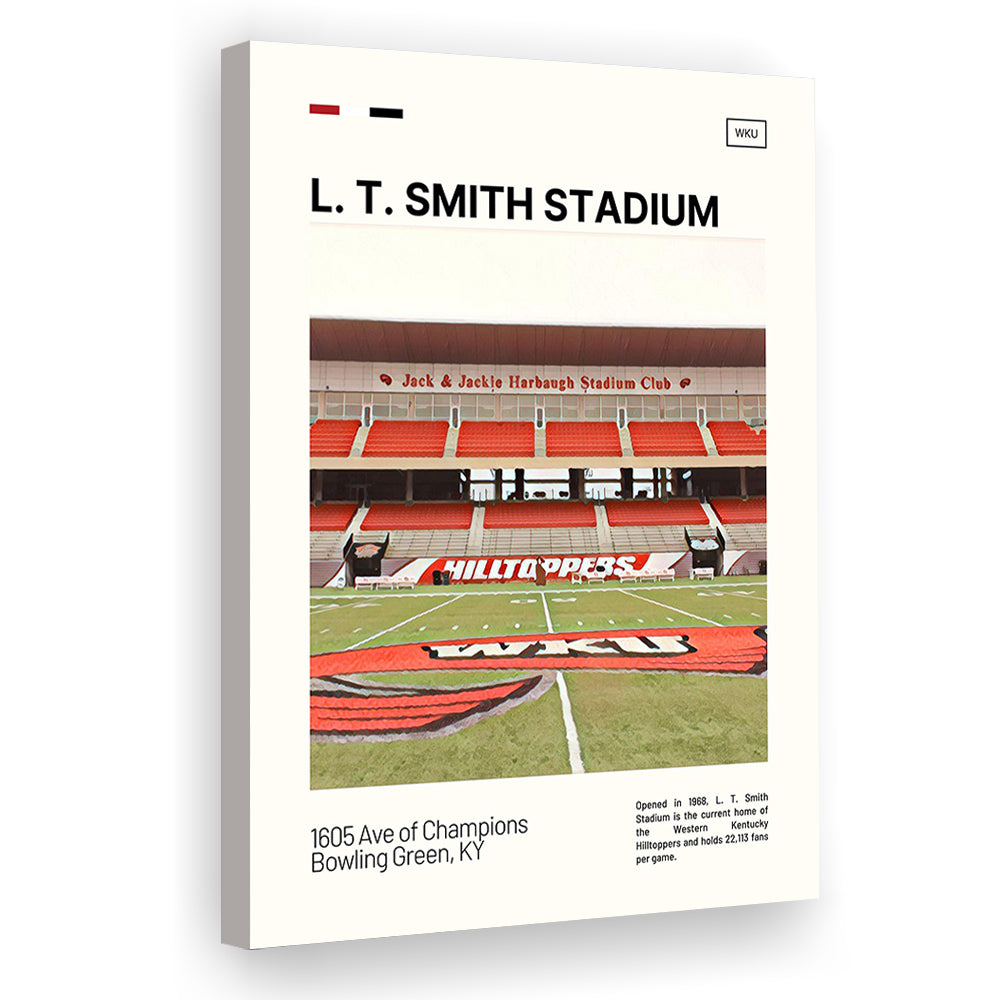 L. T. Smith Stadium Print, Western Kentucky Hilltoppers Stadium Canvas Art, Fan Gifts, Sport Art, Canvas Print Wall Art