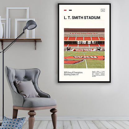 L. T. Smith Stadium Print, Western Kentucky Hilltoppers Stadium Art, Man Cave Gift, Floating Framed Canvas Print Wall Art