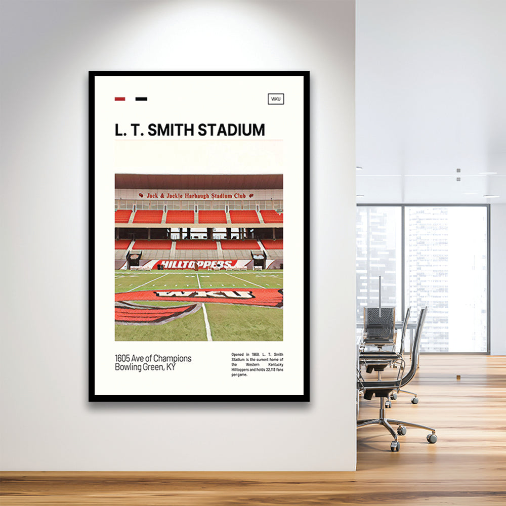 L. T. Smith Stadium Print, Western Kentucky Hilltoppers Stadium Art, Gifts for him, Sport Art, Framed Art Print Wall Decor
