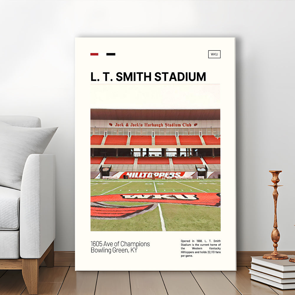 L. T. Smith Stadium Print, Western Kentucky Hilltoppers Stadium Canvas Art, Fan Gifts, Sport Art, Canvas Print Wall Art
