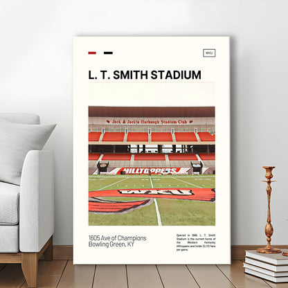 L. T. Smith Stadium Print, Western Kentucky Hilltoppers Stadium Canvas Art, Fan Gifts, Sport Art, Canvas Print Wall Art