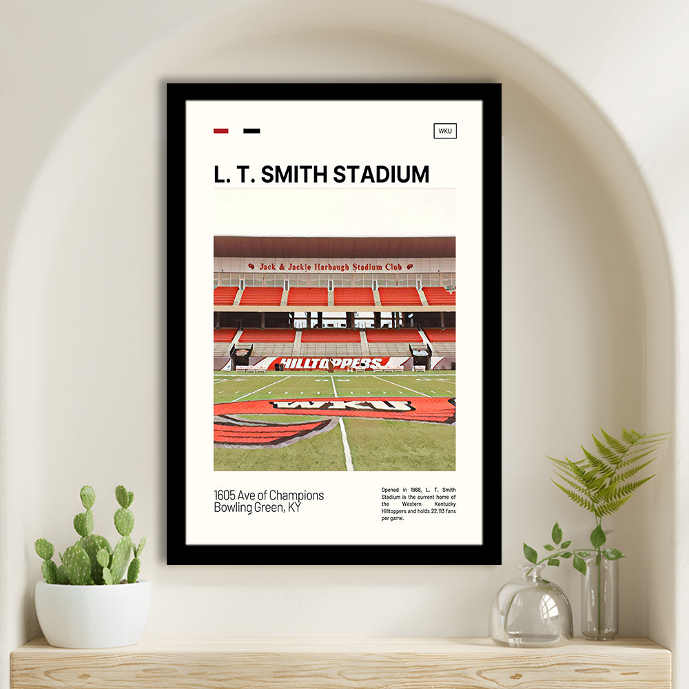 L. T. Smith Stadium Print, Western Kentucky Hilltoppers Stadium Art, Gifts for him, Sport Art, Framed Art Print Wall Decor