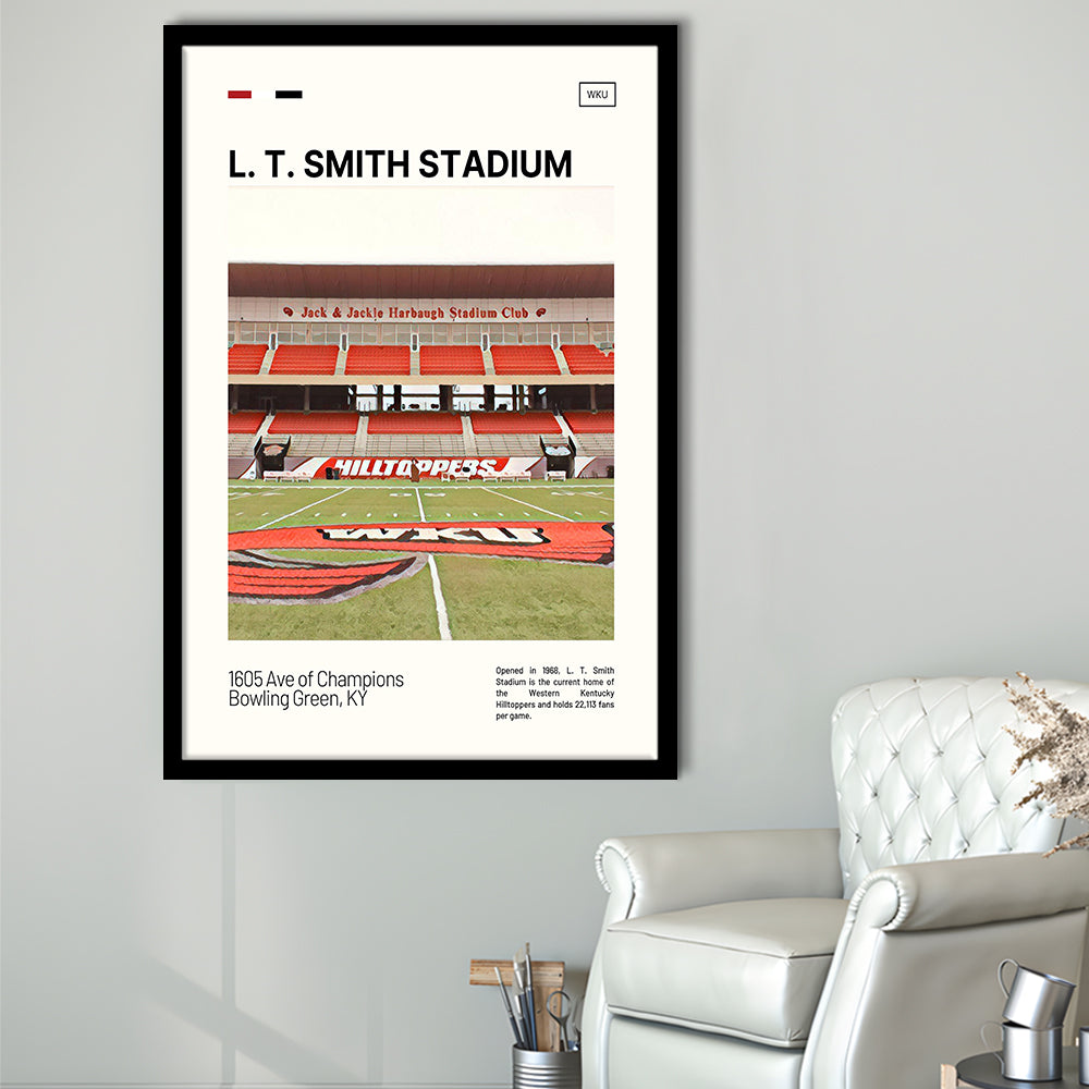 L. T. Smith Stadium Print, Western Kentucky Hilltoppers Stadium Art, Gifts for him, Sport Art, Framed Art Print Wall Decor