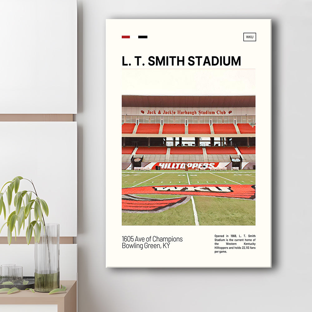 L. T. Smith Stadium Print, Western Kentucky Hilltoppers Stadium Canvas Art, Fan Gifts, Sport Art, Canvas Print Wall Art