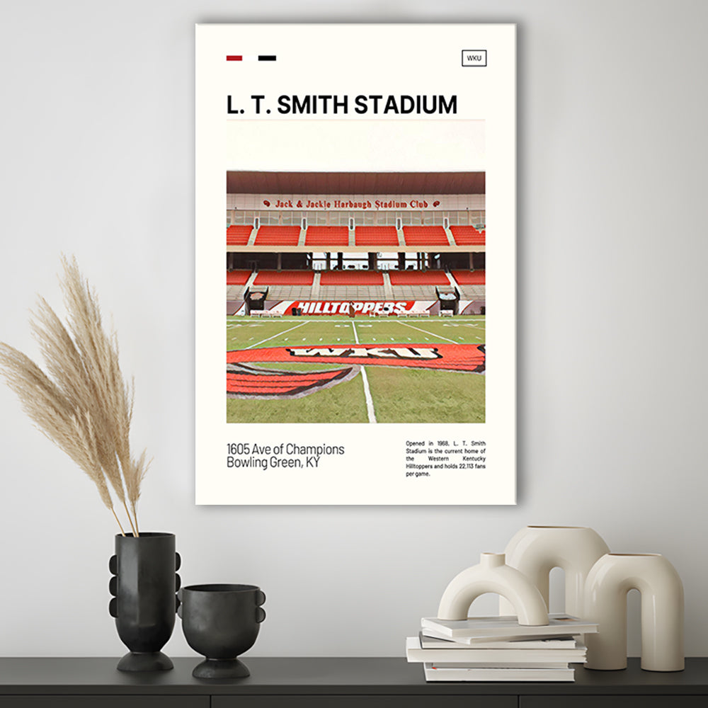 L. T. Smith Stadium Print, Western Kentucky Hilltoppers Stadium Canvas Art, Fan Gifts, Sport Art, Canvas Print Wall Art