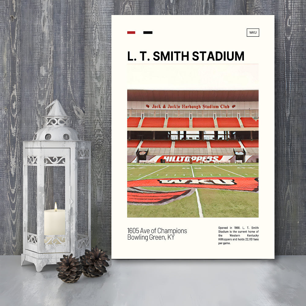 L. T. Smith Stadium Print, Western Kentucky Hilltoppers Stadium Canvas Art, Fan Gifts, Sport Art, Canvas Print Wall Art