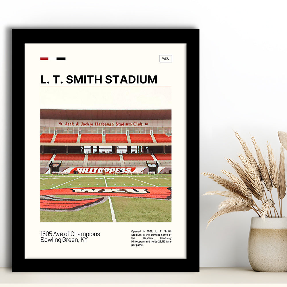 L. T. Smith Stadium Print, Western Kentucky Hilltoppers Stadium Art, Gifts for him, Sport Art, Framed Art Print Wall Decor