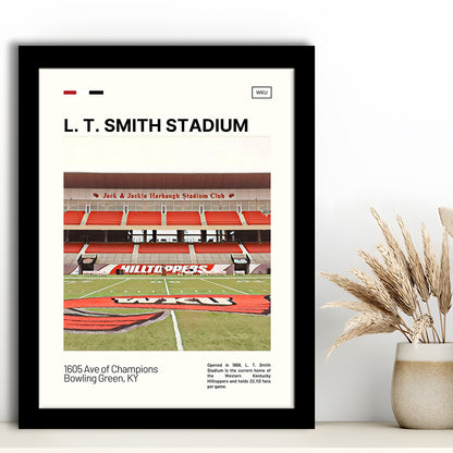 L. T. Smith Stadium Print, Western Kentucky Hilltoppers Stadium Art, Gifts for him, Sport Art, Framed Art Print Wall Decor