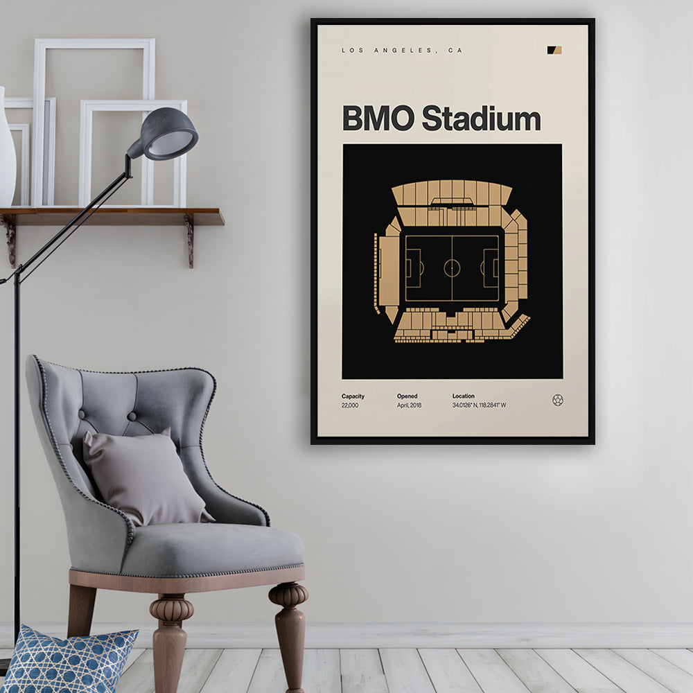 LAFC Stadium Print, Los Angeles BMO Stadium Soccer Print, Man Cave Gift, Floating Framed Canvas Print Wall Art
