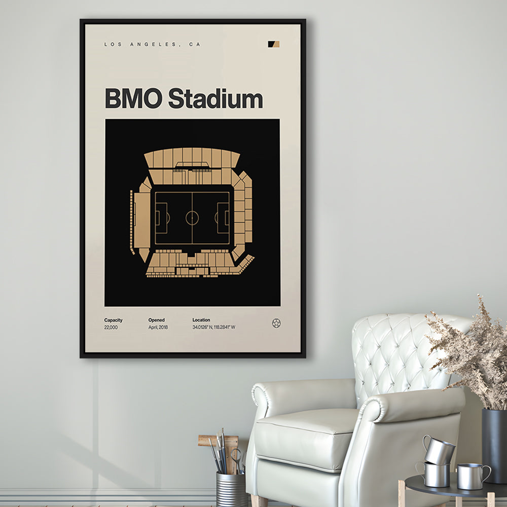 LAFC Stadium Print, Los Angeles BMO Stadium Soccer Print, Man Cave Gift, Floating Framed Canvas Print Wall Art