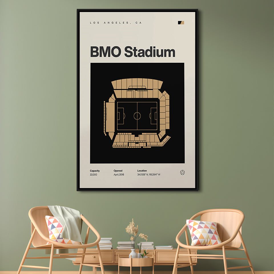 LAFC Stadium Print, Los Angeles BMO Stadium Soccer Print, Man Cave Gift, Floating Framed Canvas Print Wall Art