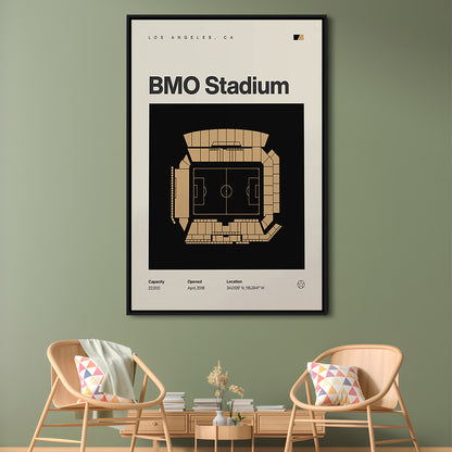 LAFC Stadium Print, Los Angeles BMO Stadium Soccer Print, Man Cave Gift, Floating Framed Canvas Print Wall Art