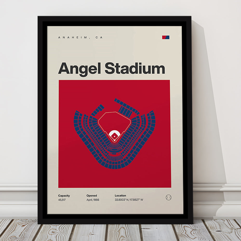 LA Angels Stadium Print, Los Angeles Angel Stadium Print, Man Cave Gift, Floating Framed Canvas Print Wall Art
