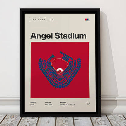 LA Angels Stadium Print, Los Angeles Angel Stadium Print, Man Cave Gift, Floating Framed Canvas Print Wall Art