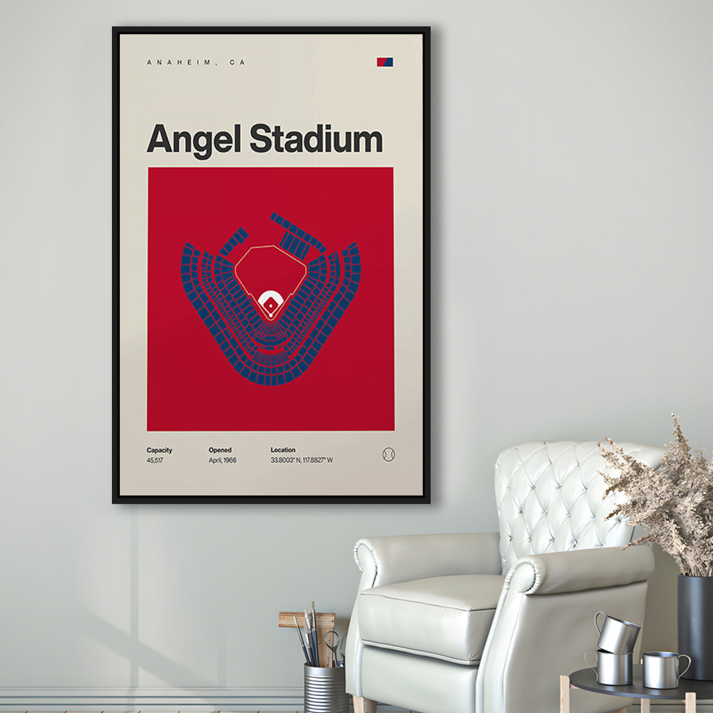 LA Angels Stadium Print, Los Angeles Angel Stadium Print, Man Cave Gift, Floating Framed Canvas Print Wall Art
