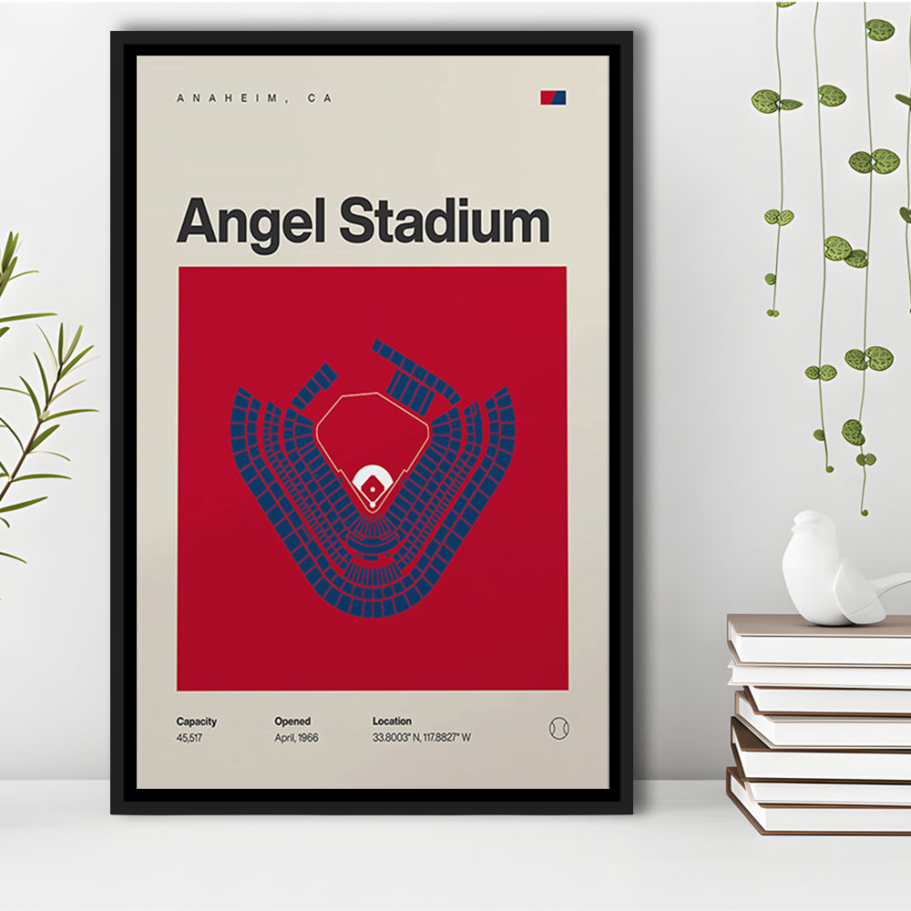 LA Angels Stadium Print, Los Angeles Angel Stadium Print, Man Cave Gift, Floating Framed Canvas Print Wall Art