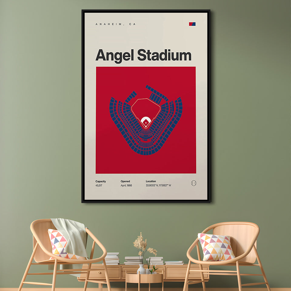LA Angels Stadium Print, Los Angeles Angel Stadium Print, Man Cave Gift, Floating Framed Canvas Print Wall Art