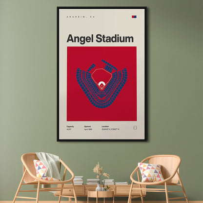 LA Angels Stadium Print, Los Angeles Angel Stadium Print, Man Cave Gift, Floating Framed Canvas Print Wall Art