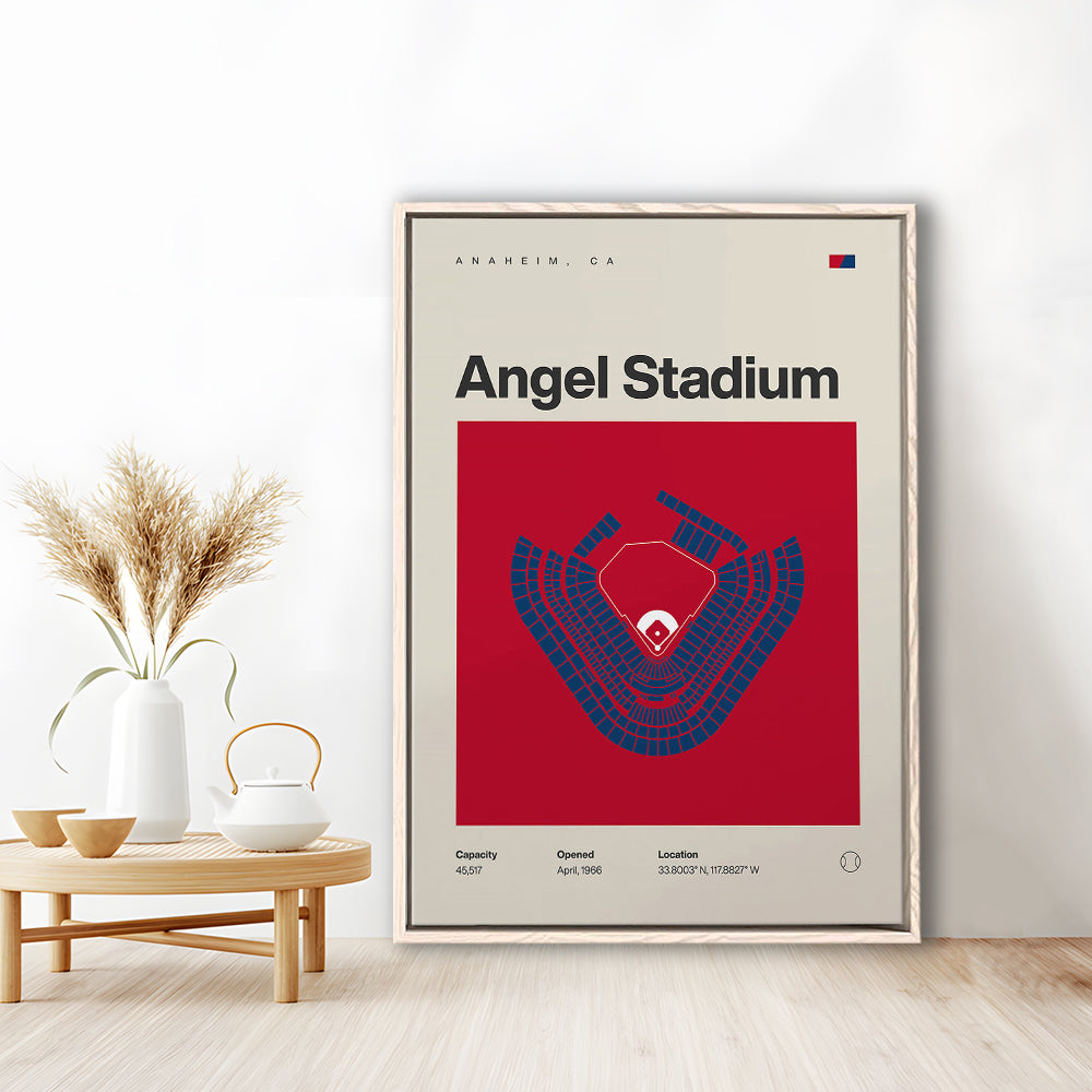 LA Angels Stadium Print, Los Angeles Angel Stadium Print, Man Cave Gift, Floating Framed Canvas Print Wall Art