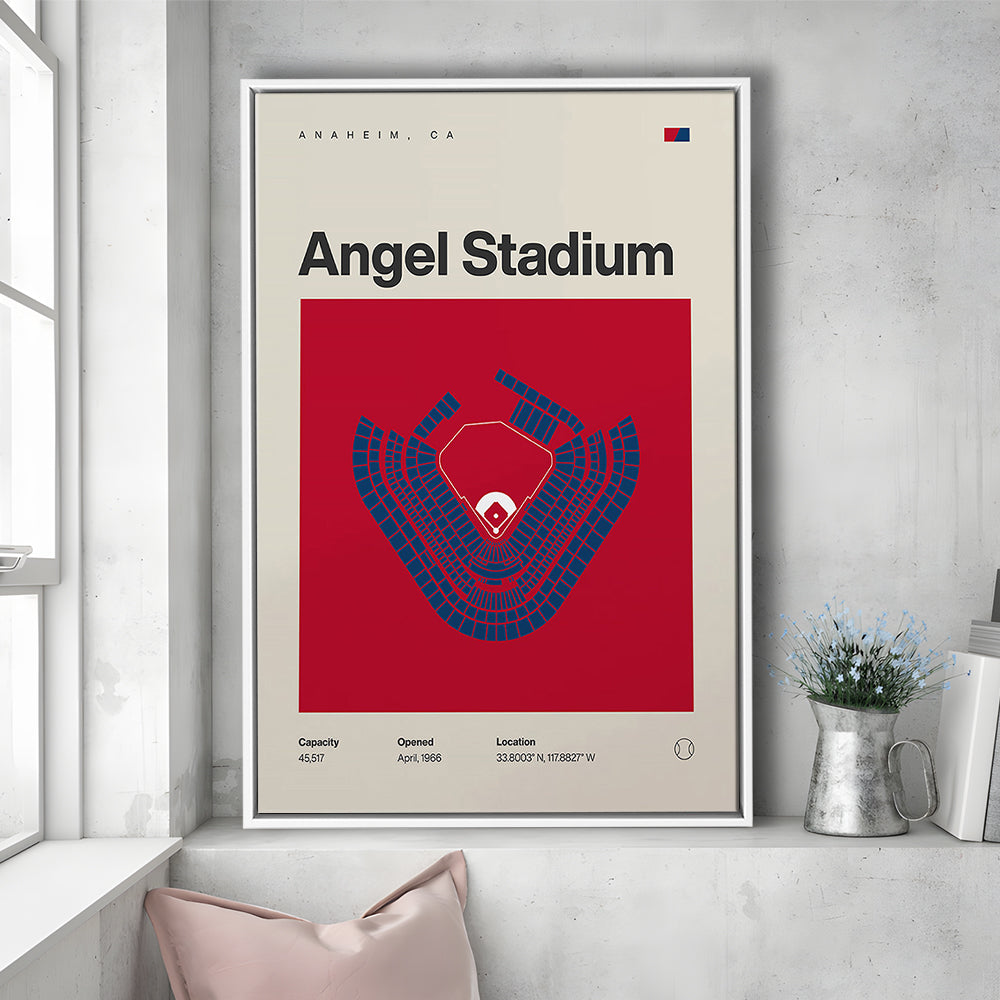 LA Angels Stadium Print, Los Angeles Angel Stadium Print, Man Cave Gift, Floating Framed Canvas Print Wall Art