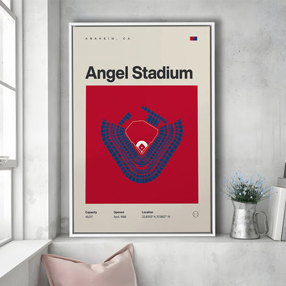 LA Angels Stadium Print, Los Angeles Angel Stadium Print, Man Cave Gift, Floating Framed Canvas Print Wall Art