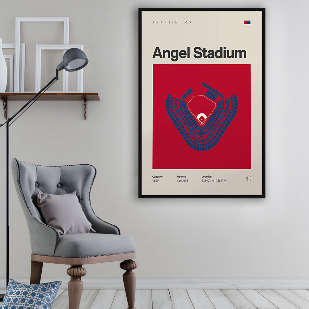 LA Angels Stadium Print, Los Angeles Angel Stadium Print, Man Cave Gift, Floating Framed Canvas Print Wall Art