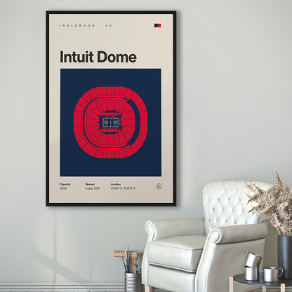 LA Clippers Stadium Print, Los Angeles Intuit Dome Print, Man Cave Gift, Floating Framed Canvas Print Wall Art