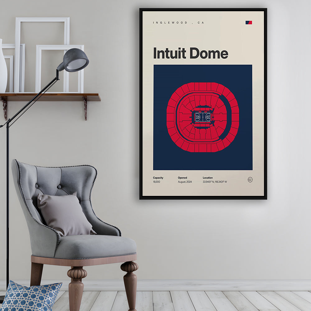 LA Clippers Stadium Print, Los Angeles Intuit Dome Print, Man Cave Gift, Floating Framed Canvas Print Wall Art