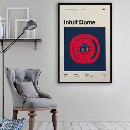 LA Clippers Stadium Print, Los Angeles Intuit Dome Print, Man Cave Gift, Floating Framed Canvas Print Wall Art