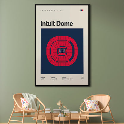 LA Clippers Stadium Print, Los Angeles Intuit Dome Print, Man Cave Gift, Floating Framed Canvas Print Wall Art