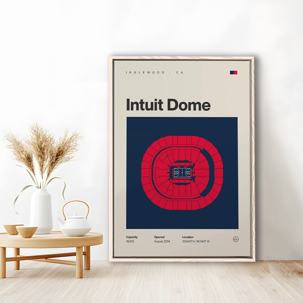 LA Clippers Stadium Print, Los Angeles Intuit Dome Print, Man Cave Gift, Floating Framed Canvas Print Wall Art