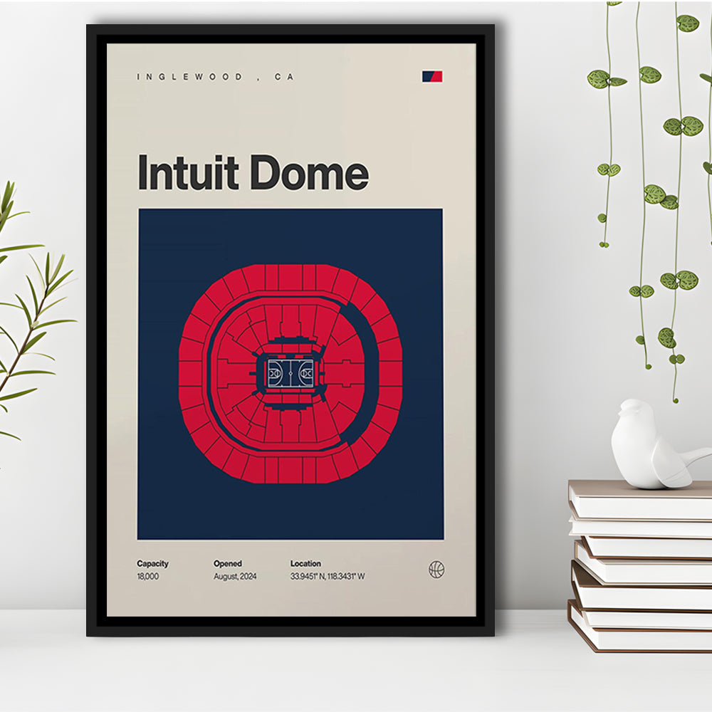 LA Clippers Stadium Print, Los Angeles Intuit Dome Print, Man Cave Gift, Floating Framed Canvas Print Wall Art