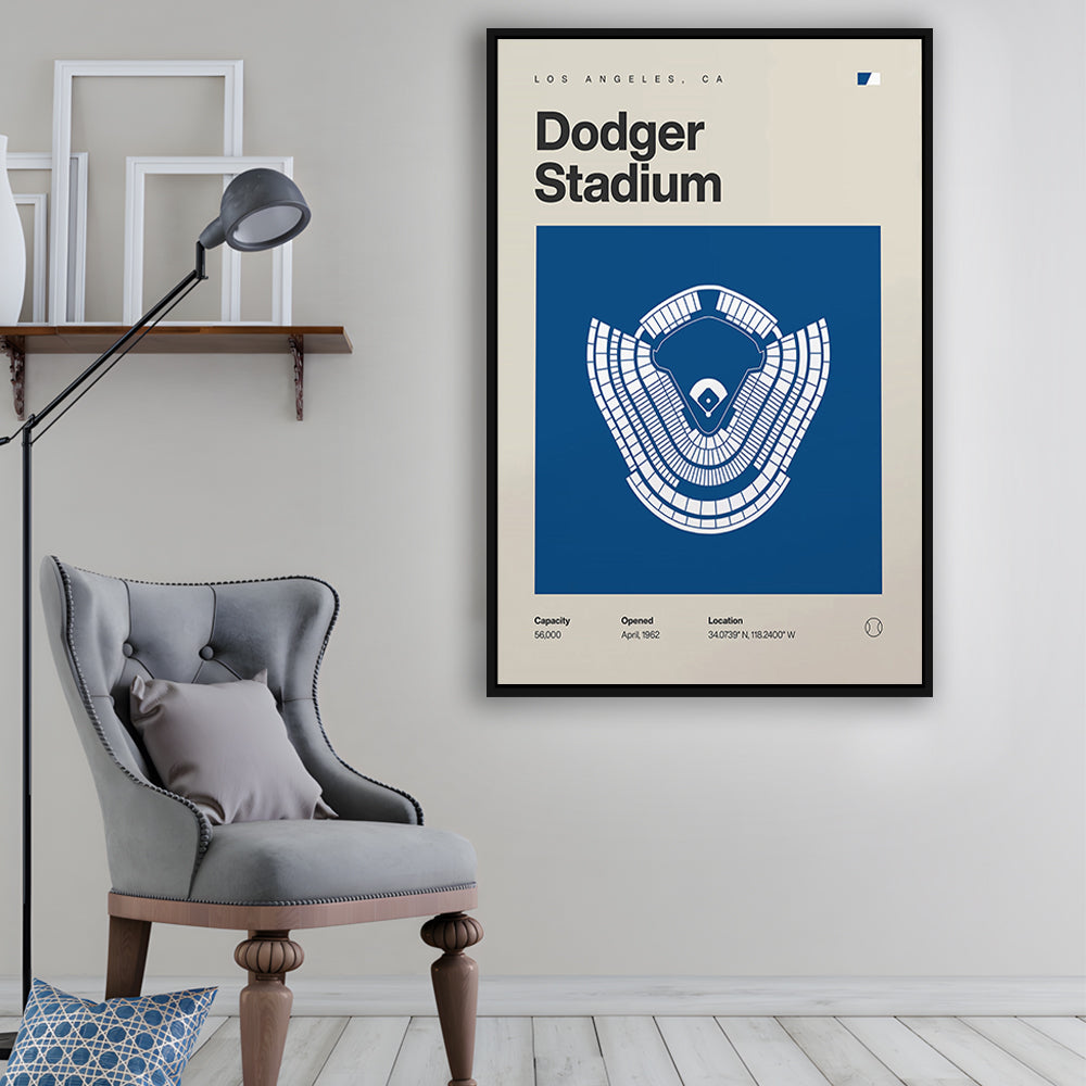 LA Dodgers Stadium Print, Los Angeles Dodger Stadium Print, Man Cave Gift, Floating Framed Canvas Print Wall Art