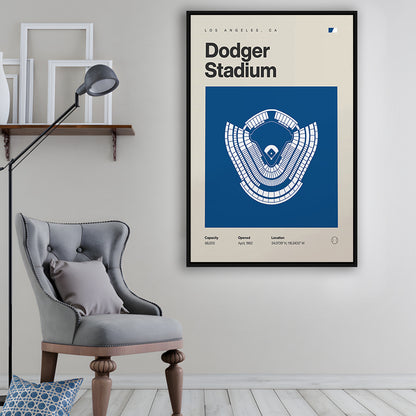 LA Dodgers Stadium Print, Los Angeles Dodger Stadium Print, Man Cave Gift, Floating Framed Canvas Print Wall Art