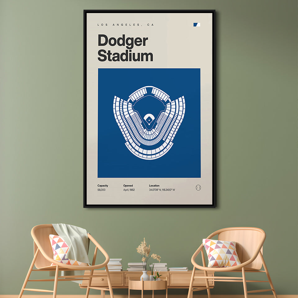 LA Dodgers Stadium Print, Los Angeles Dodger Stadium Print, Man Cave Gift, Floating Framed Canvas Print Wall Art