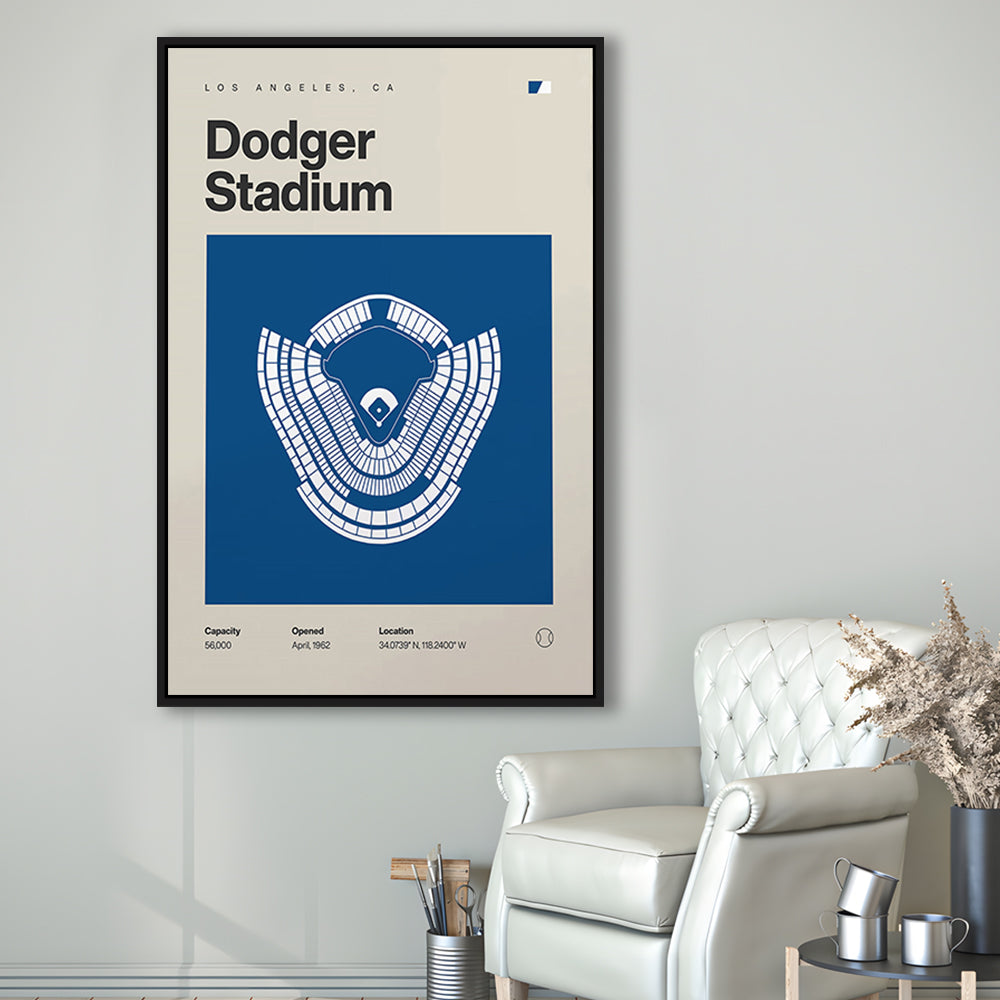 LA Dodgers Stadium Print, Los Angeles Dodger Stadium Print, Man Cave Gift, Floating Framed Canvas Print Wall Art