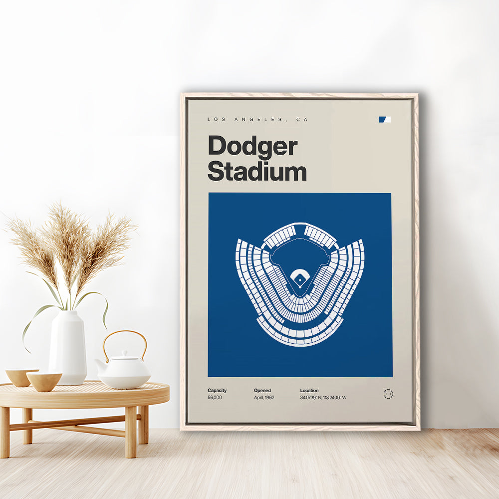 LA Dodgers Stadium Print, Los Angeles Dodger Stadium Print, Man Cave Gift, Floating Framed Canvas Print Wall Art
