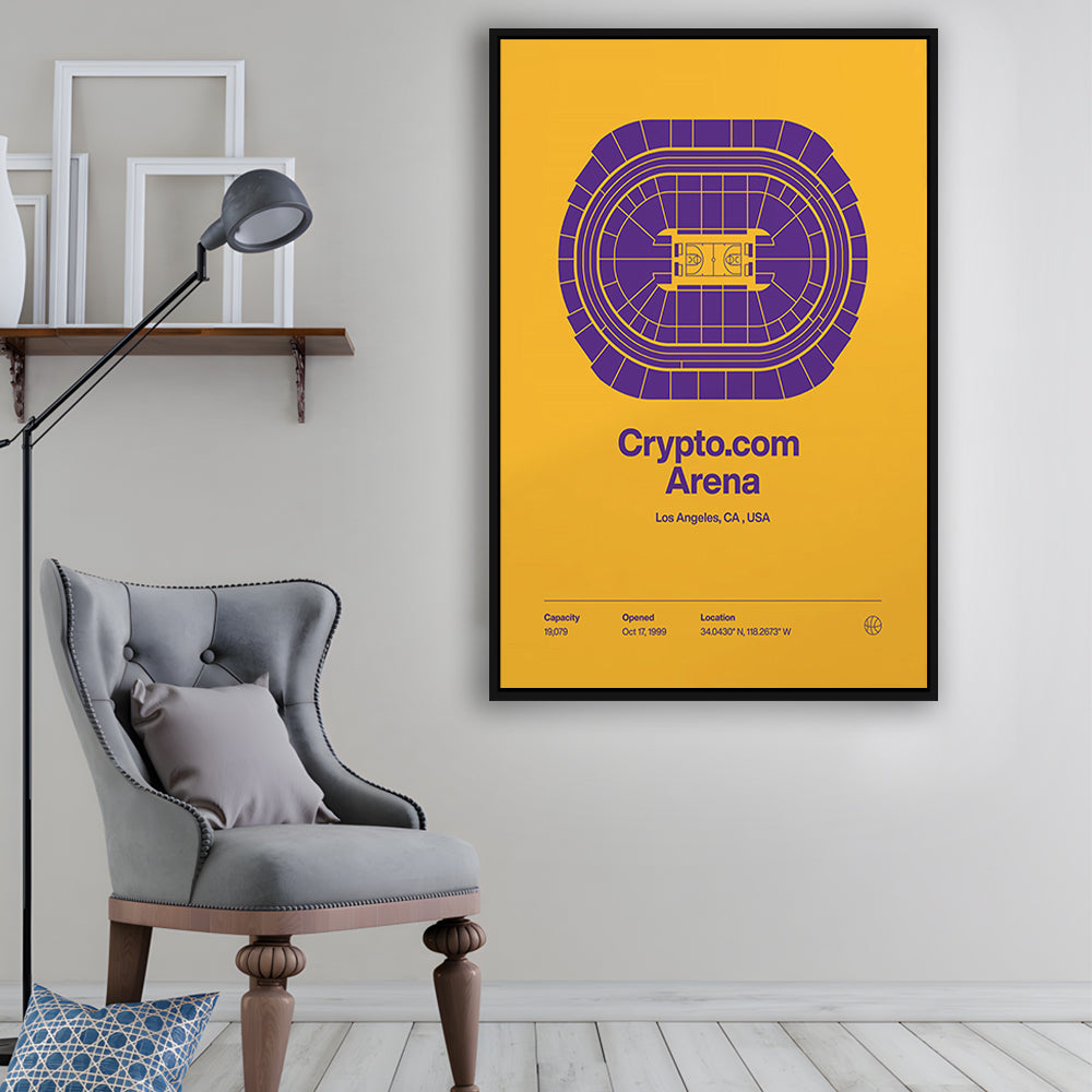 LA Lakers Stadium Print, Los Angeles Crypto.com Arena Stadium Print, Man Cave Gift, Floating Framed Canvas Print Wall Art