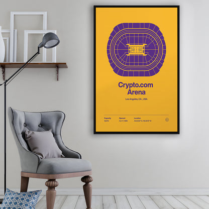 LA Lakers Stadium Print, Los Angeles Crypto.com Arena Stadium Print, Man Cave Gift, Floating Framed Canvas Print Wall Art