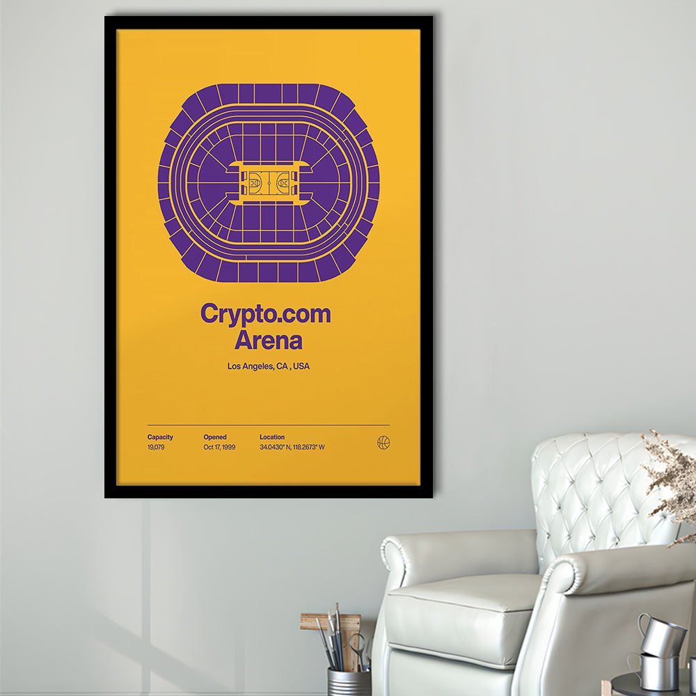 LA Lakers Stadium Print, Los Angeles Crypto.com Arena Stadium Print, Gifts for him, Sport Art, Framed Art Print Wall Decor