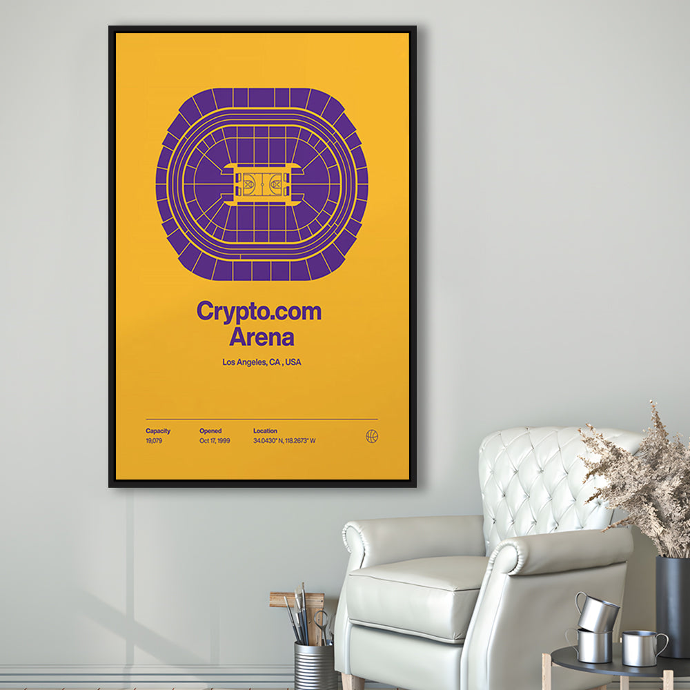 LA Lakers Stadium Print, Los Angeles Crypto.com Arena Stadium Print, Man Cave Gift, Floating Framed Canvas Print Wall Art