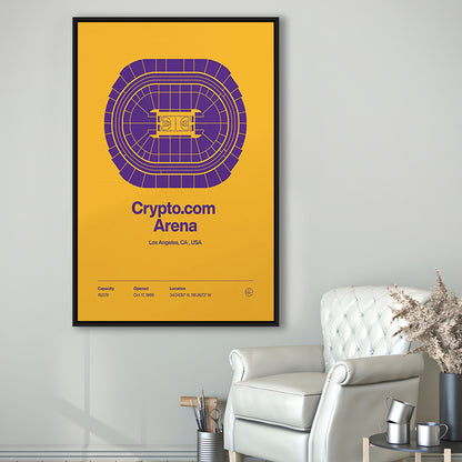 LA Lakers Stadium Print, Los Angeles Crypto.com Arena Stadium Print, Man Cave Gift, Floating Framed Canvas Print Wall Art
